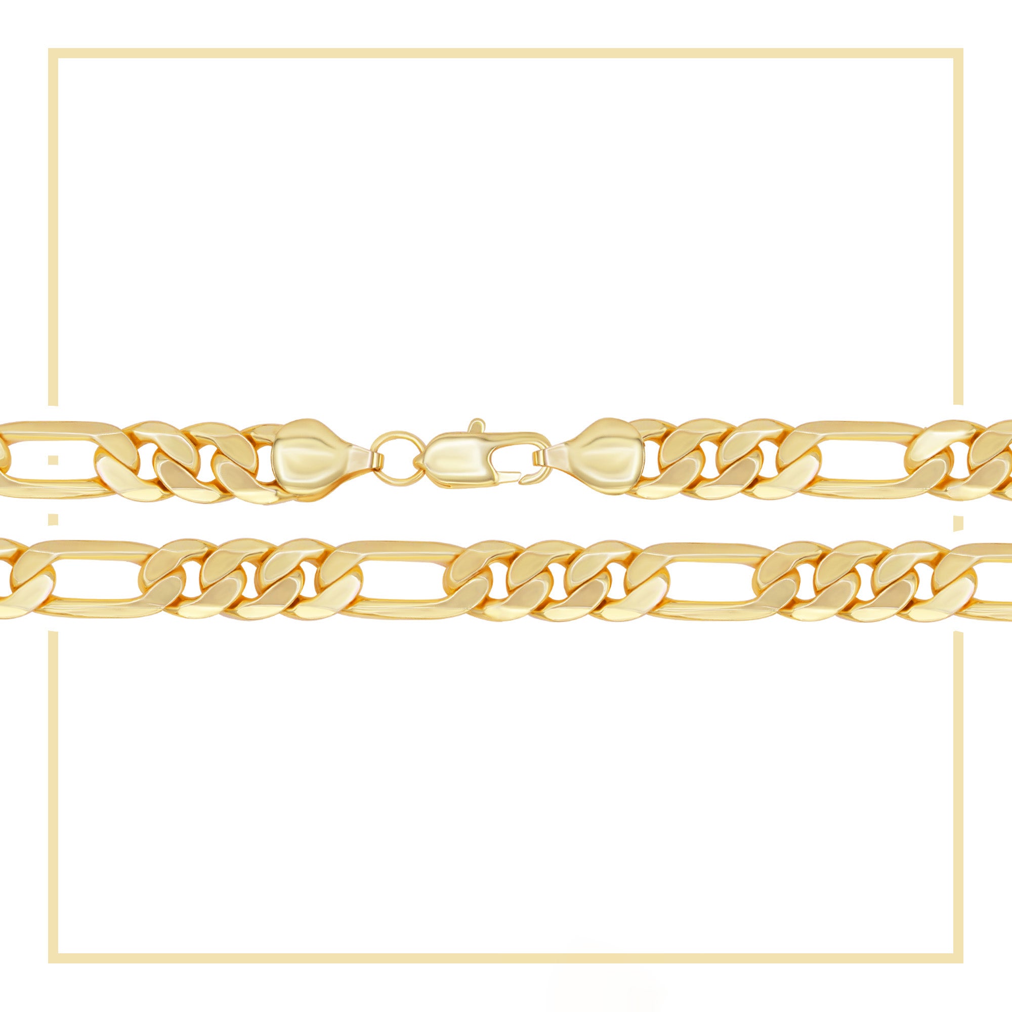 Figaro Chain 14K Gold Filled Bracelet 8.5" Lobster Claw Clasp Jewelry Gift for Men