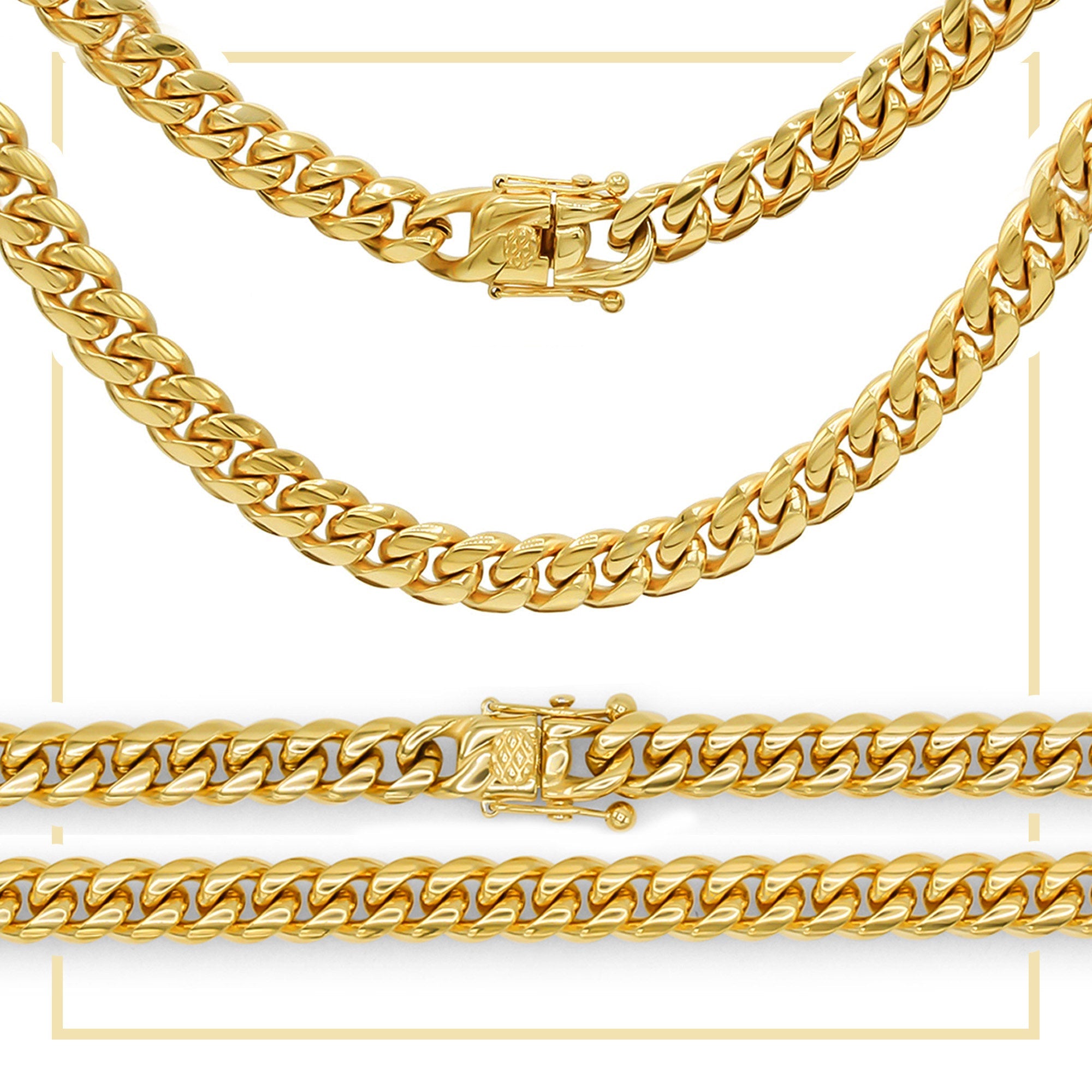 Cuban Link 14K Gold Plated Necklace 30" For Men