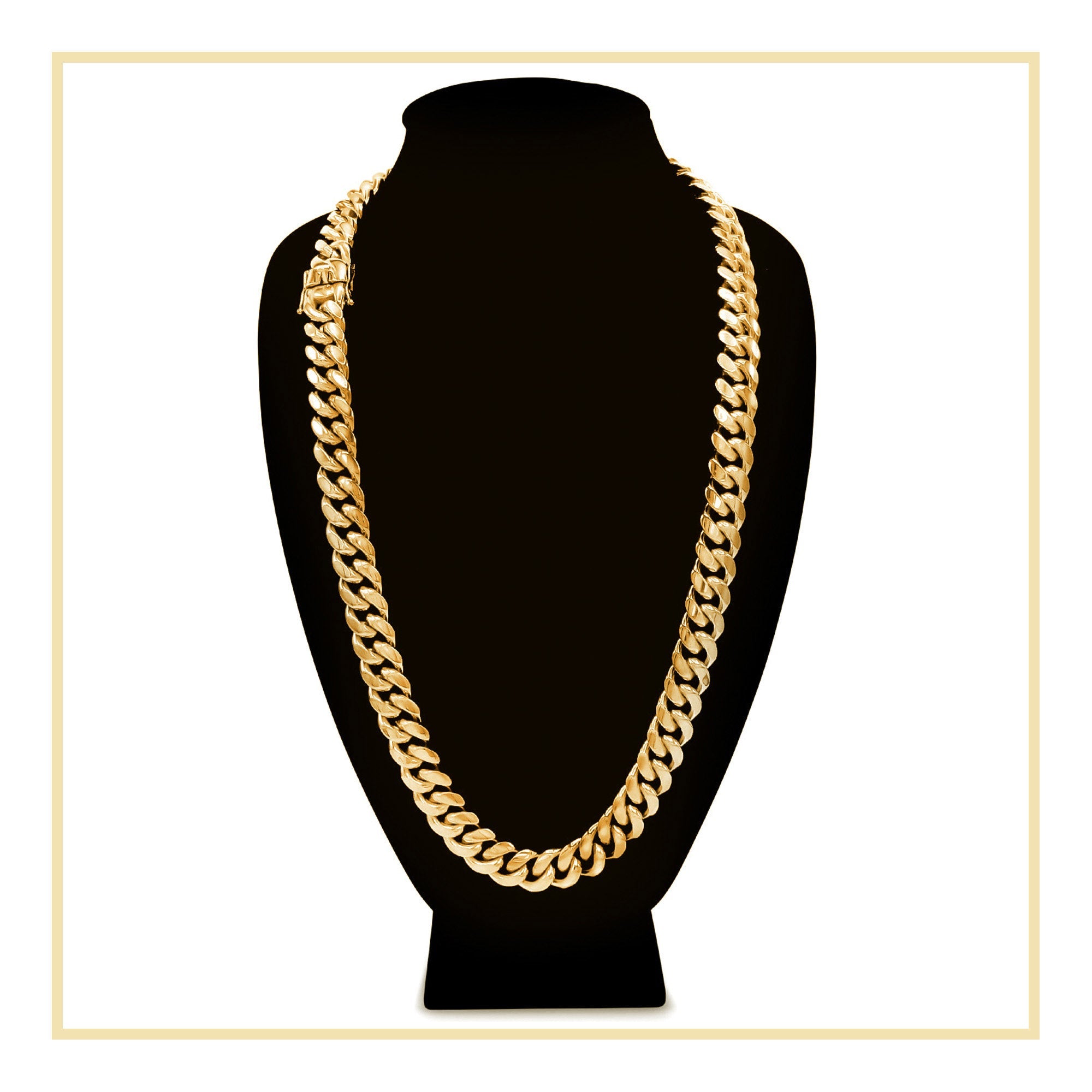 Cuban Link 14K Gold Plated Necklace 30" For Men