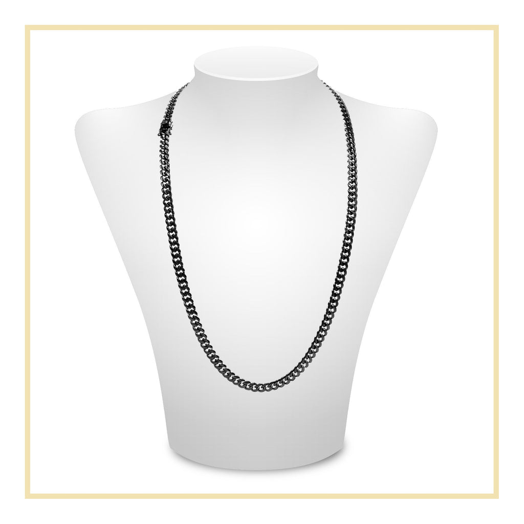 Black Cuban Link Stainless Steel Necklace 30"