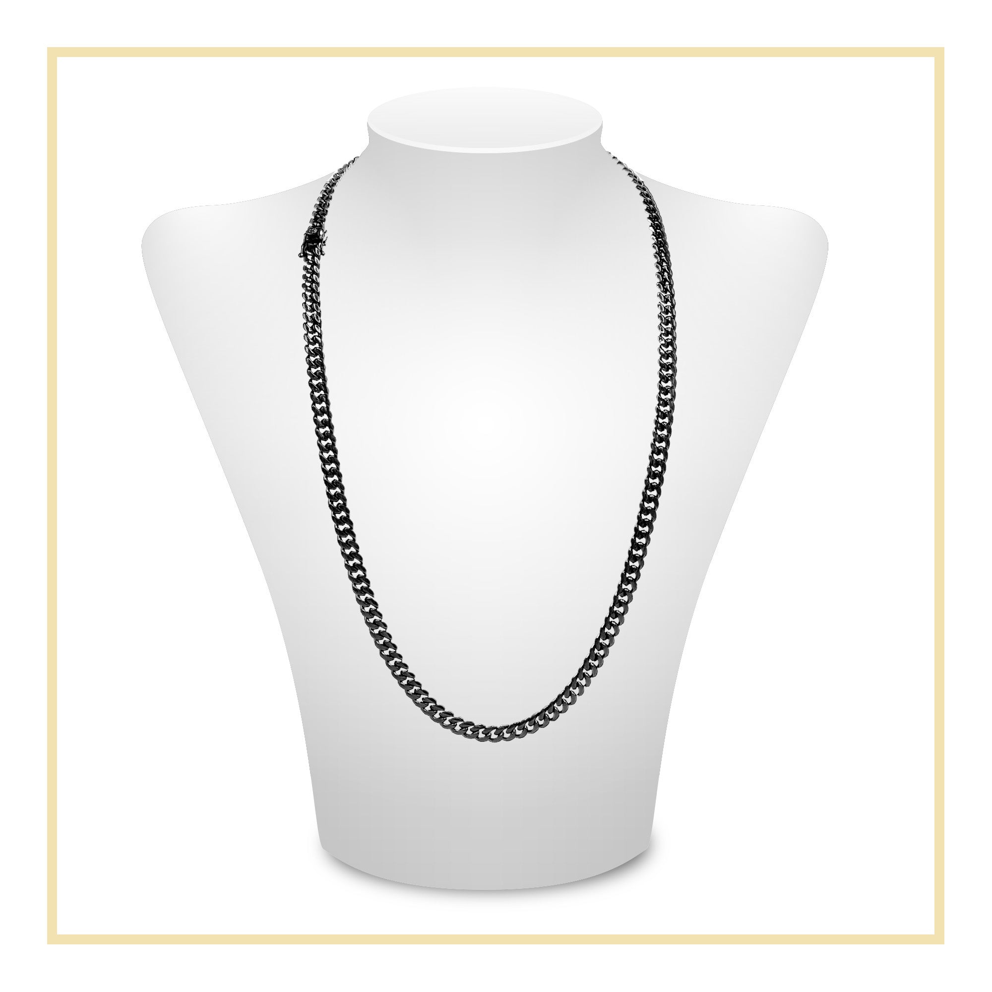 Black Cuban Link Stainless Steel Necklace 30"