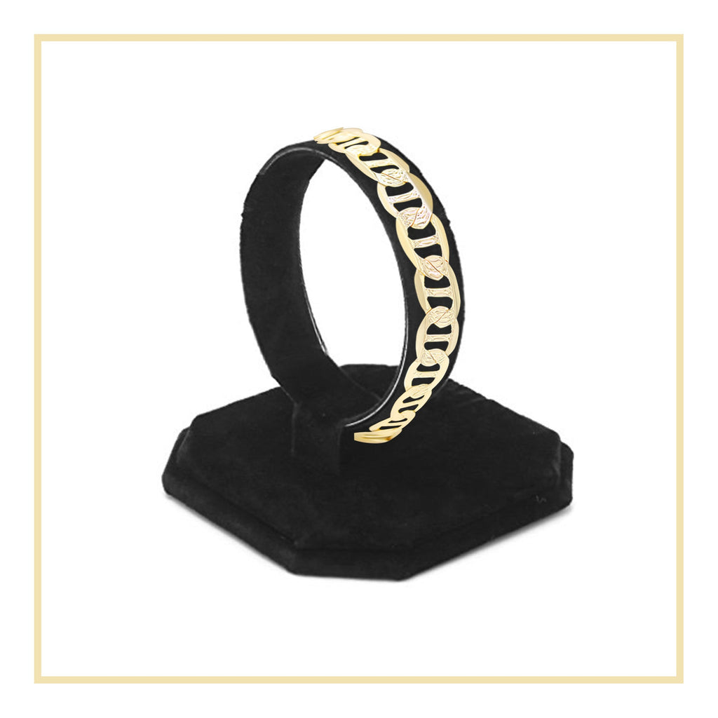 Mariner Diamond-Cut Chain 14K Gold Filled Bracelet 8.5" Lobster Claw Clasp Jewelry Gift for Men 7 mm