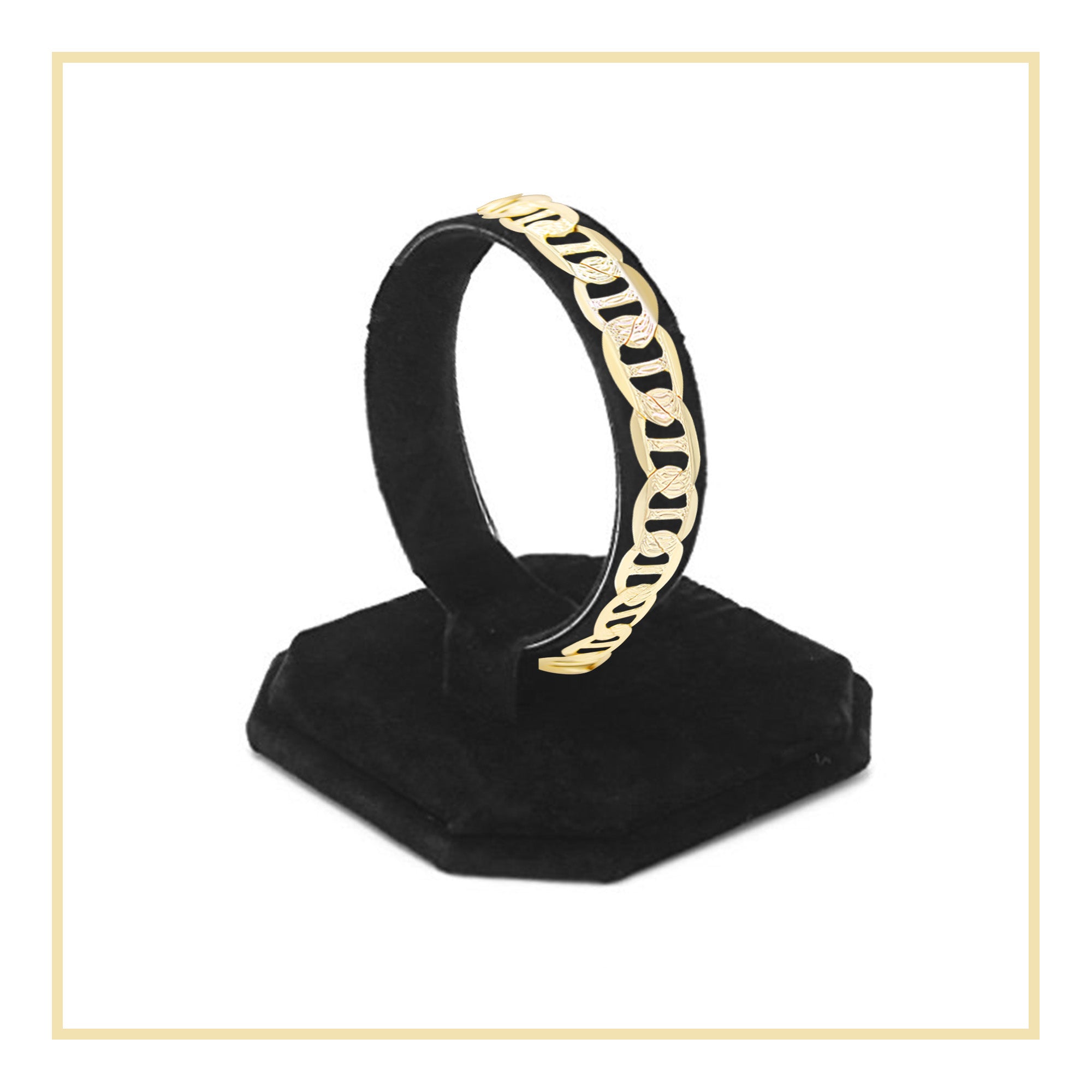 Mariner Diamond-Cut Chain 14K Gold Filled Bracelet 8.5" Lobster Claw Clasp Jewelry Gift for Men 7 mm