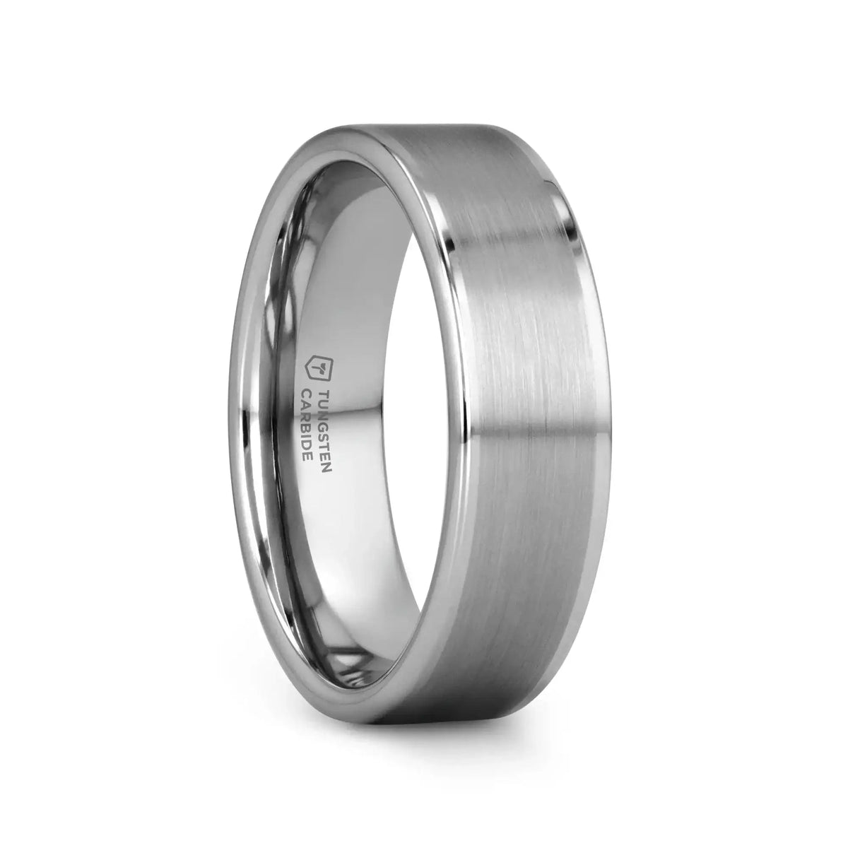 AIRES Flat Brush Finish Center Polished Edges Tungsten Carbide Ring - 4mm - 10mm