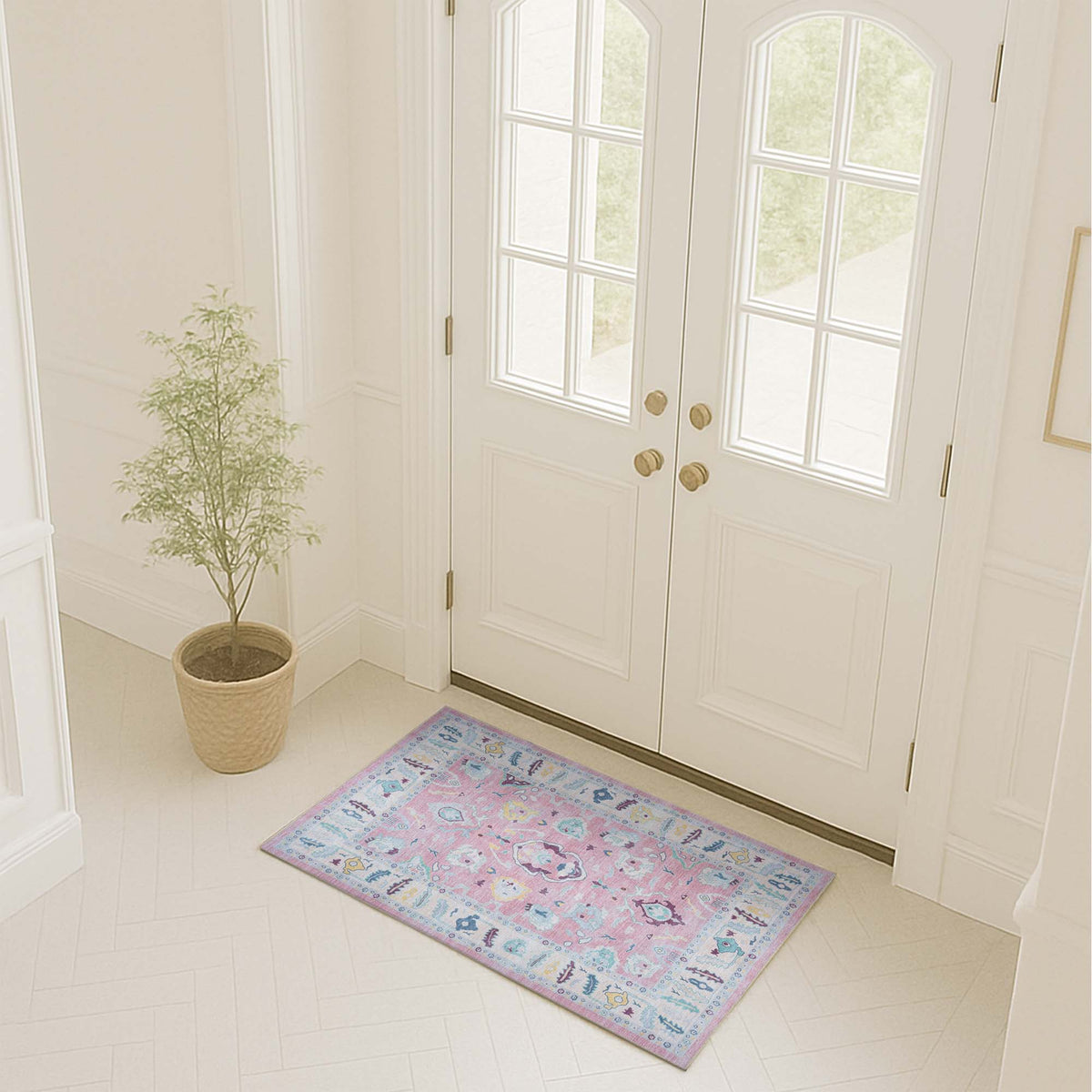 Alice Pale Pink Modern Oushak Rug