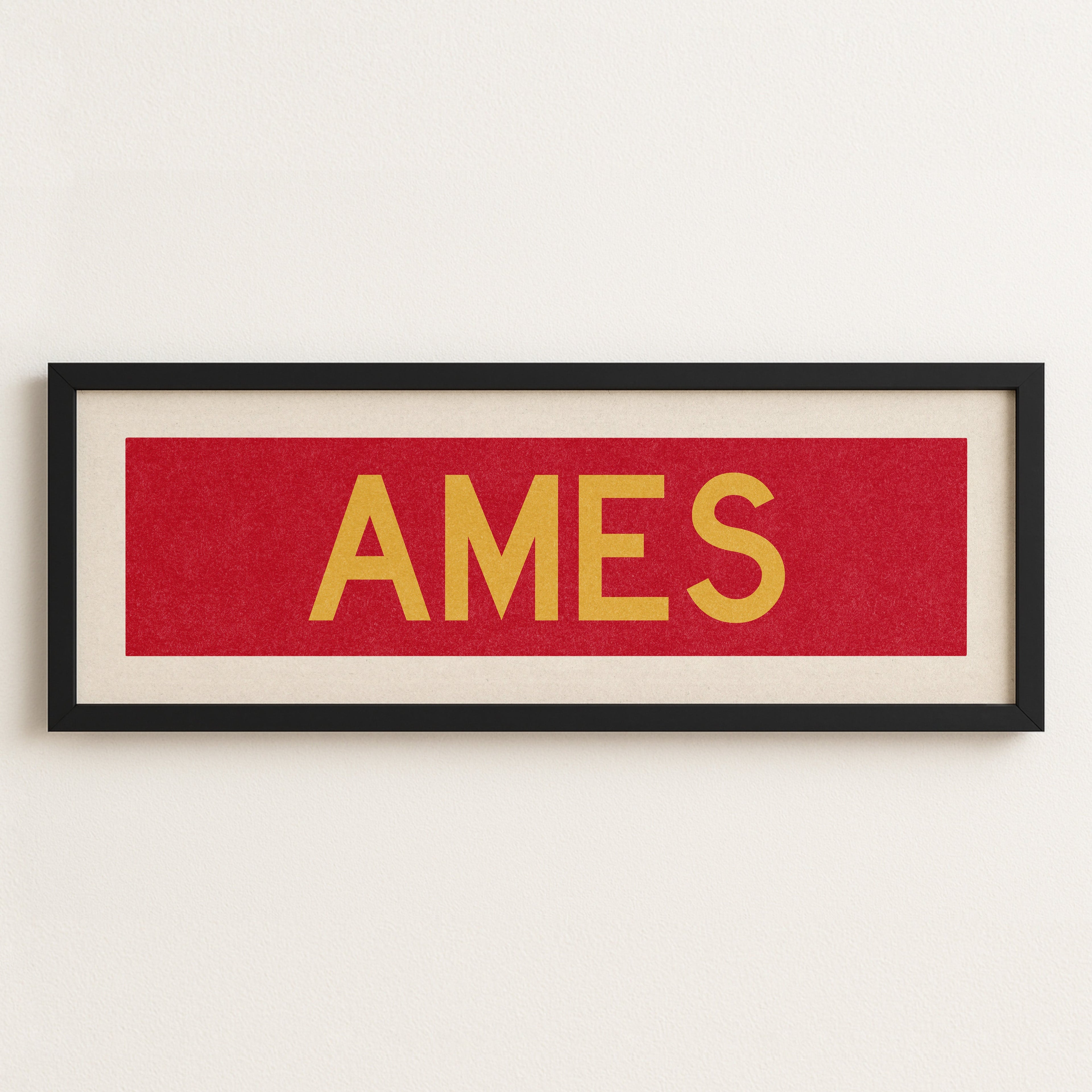 Framed Ames Red and Gold Bus Scroll