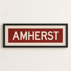 Framed Amherst Maroon and White Bus Scroll