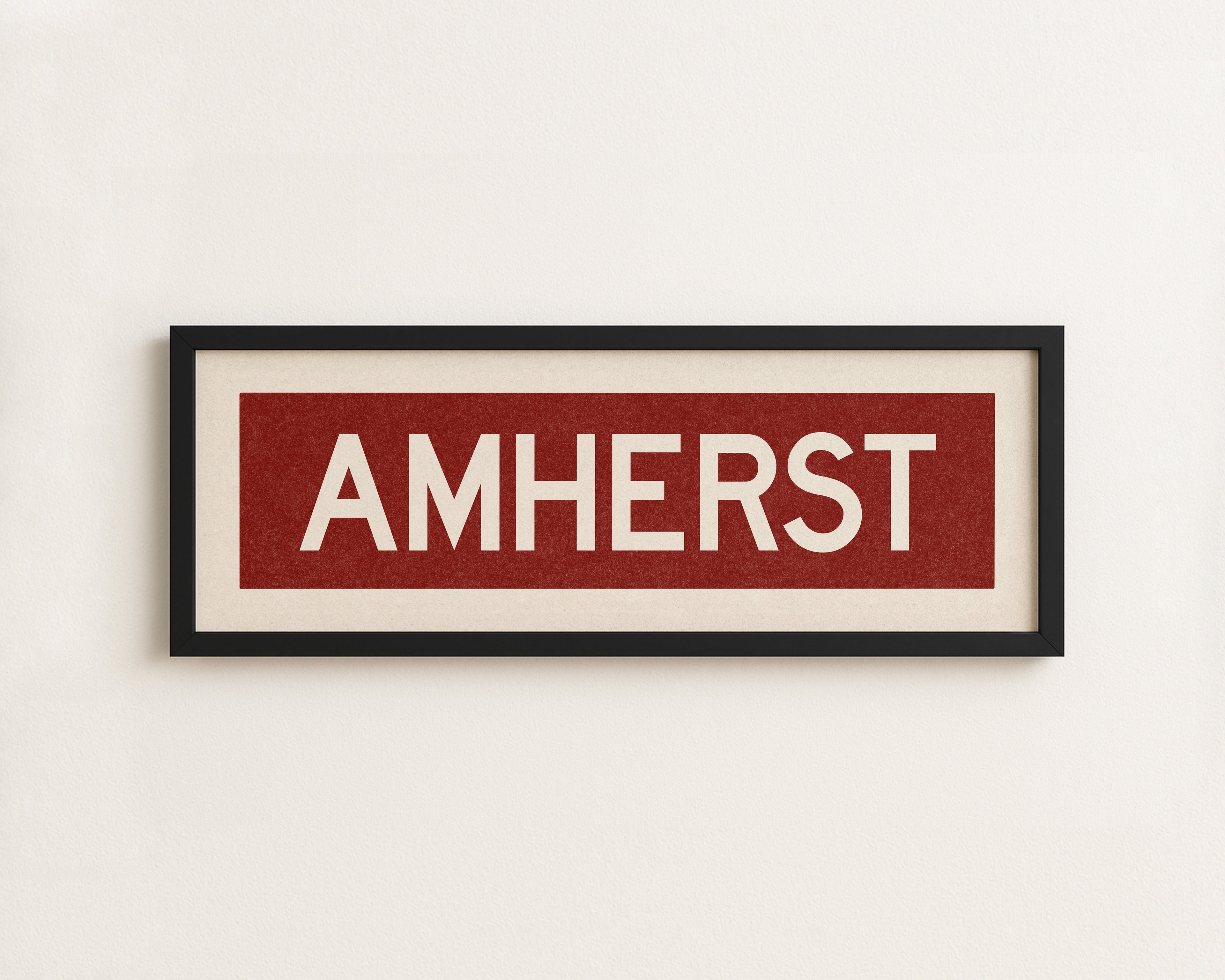 Framed Amherst Maroon and White Bus Scroll