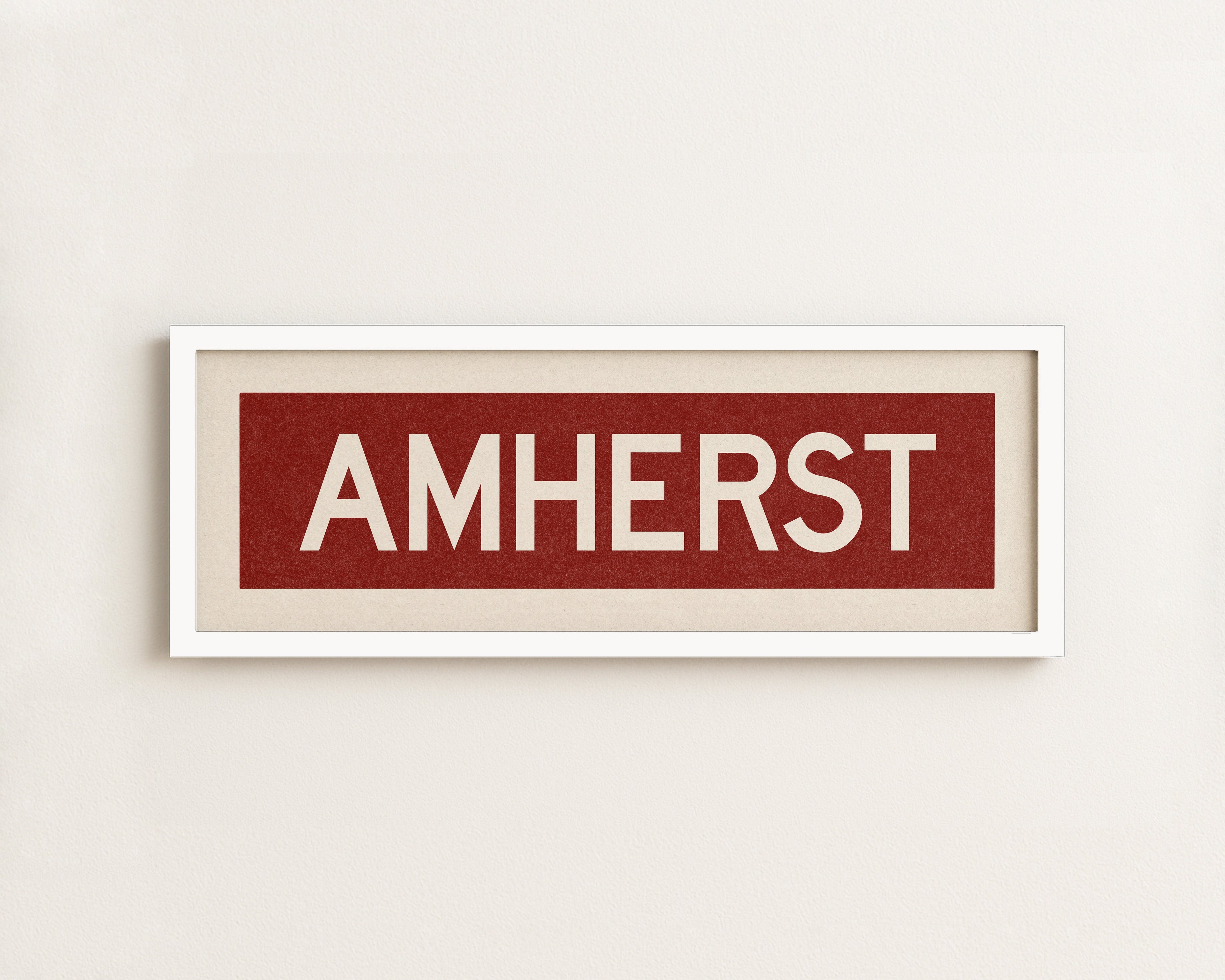 Framed Amherst Maroon and White Bus Scroll