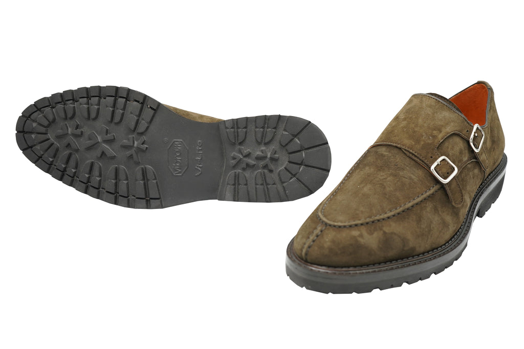 Andrea Ventura Norvegese Parigino Adler Suede Monk Strap Shoes