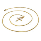 Ankh 1 Pendant Cubic Zirconia with Necklace Set 14K Gold Plated