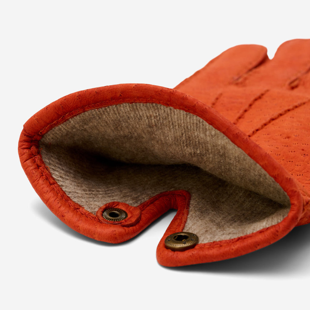 Antonio (orange) - Luxurious Italian peccary leather gloves with cashmere lining