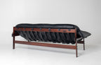 Brazilian Modern MP-41 Sofa in New Black leather and Brazilian Hardwood by Percival Lafer