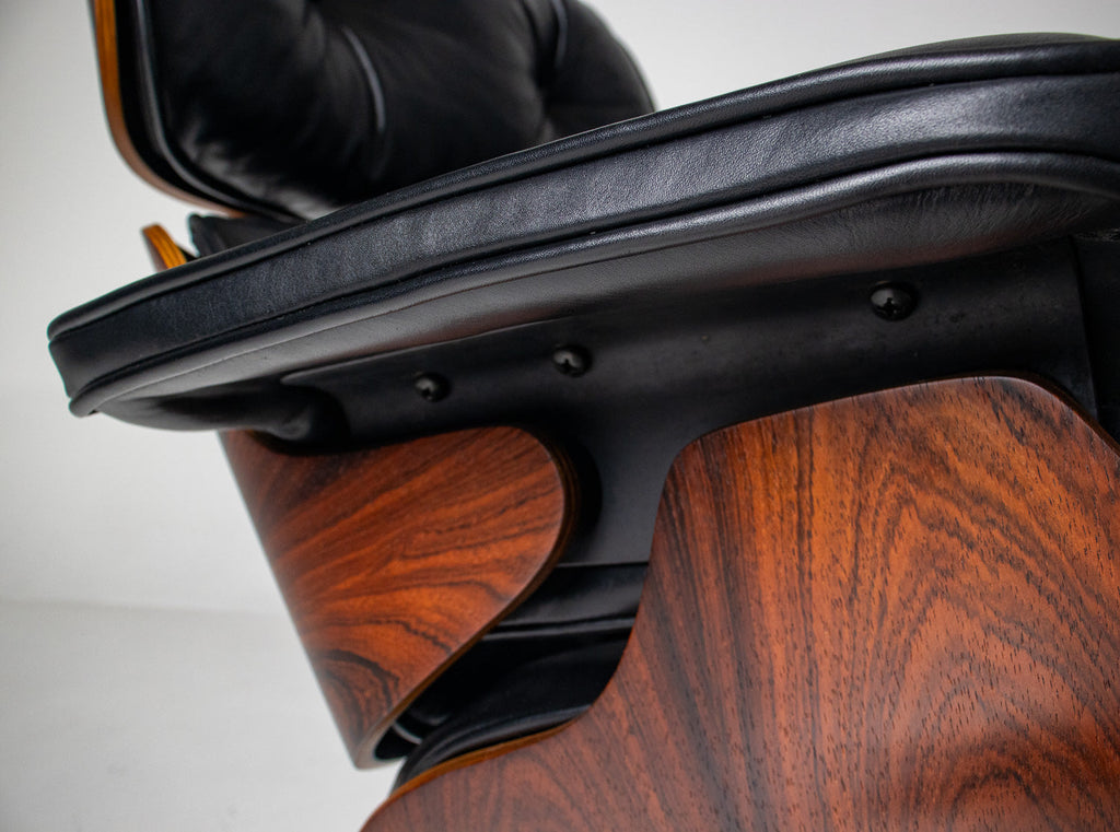 Early 1st Generation Eames Lounge Chair and Ottoman in Brazilian Rosewood finished in Gunstock Oil by Herman Miller