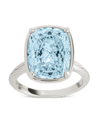 Sterling Silver Elongated Cushion Aquamarine CZ Cocktail Ring