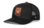 Arizona Flag Trucker Hat  |  Leather State Outline AZ Snapback