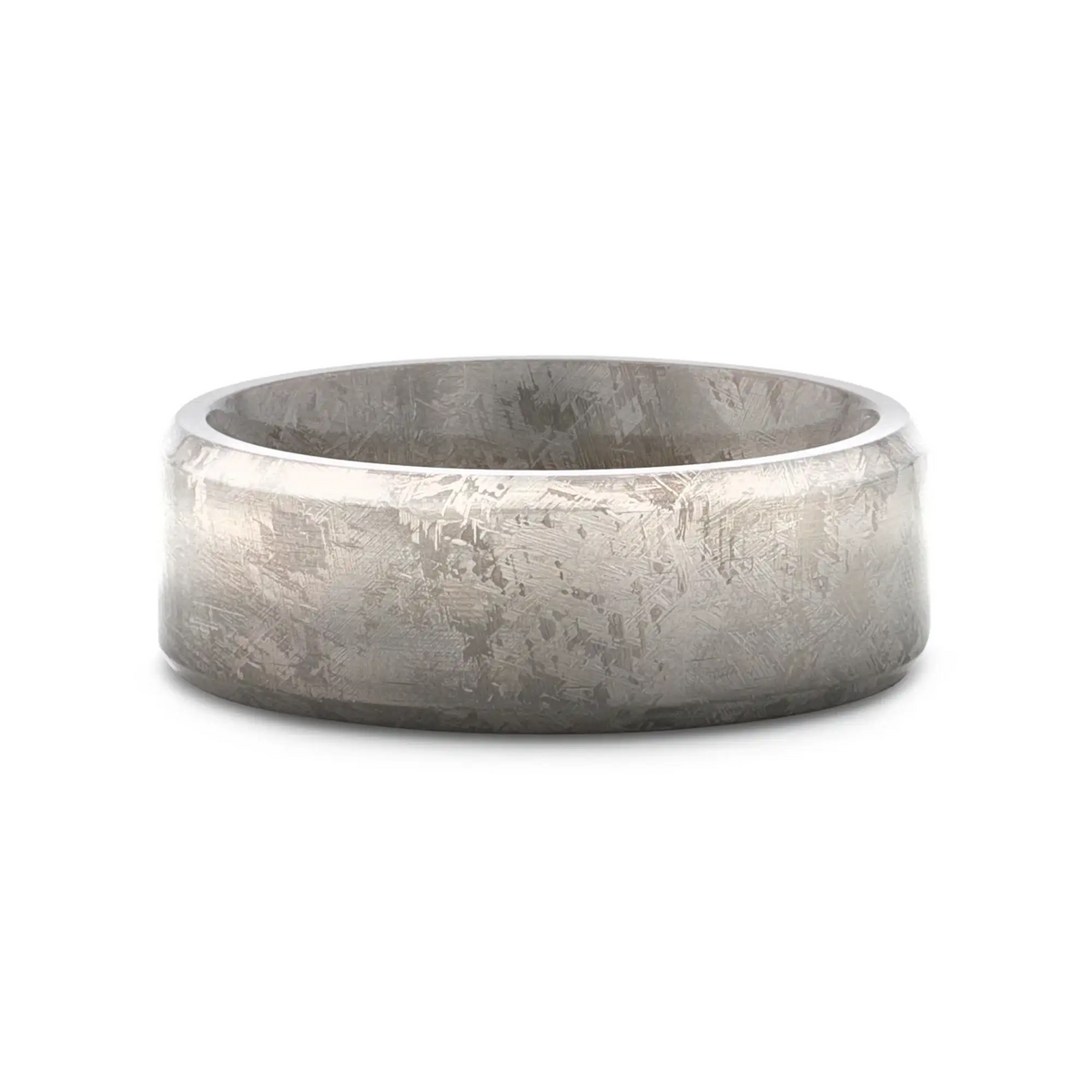 ASTRAIOS Flat Titanium Ring with Beveled Edges and Meteorite Pattern - 8mm