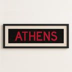 Framed Athens Red and Black Bus Scroll