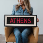 Framed Athens Red and Black Bus Scroll