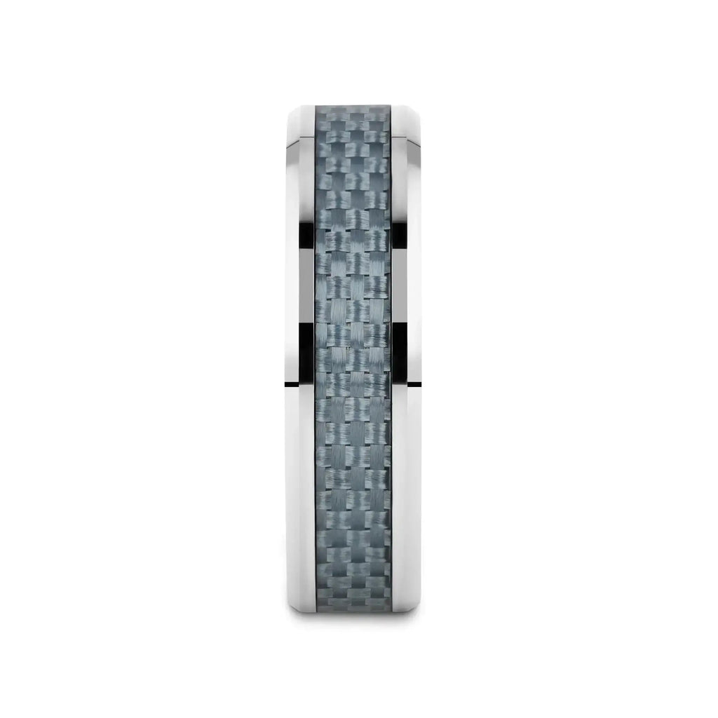 AUGUSTUS Blue Carbon Fiber Inlay Tungsten Carbide Band - 4mm - 10mm