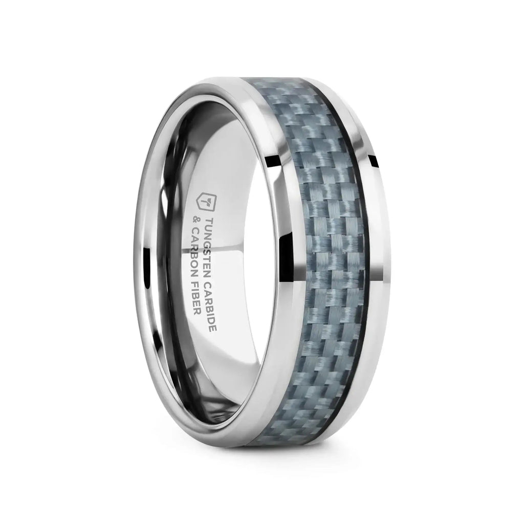 AUGUSTUS Blue Carbon Fiber Inlay Tungsten Carbide Band - 4mm - 10mm