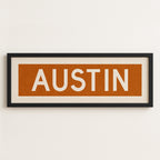 Framed Austin Orange Bus Scroll
