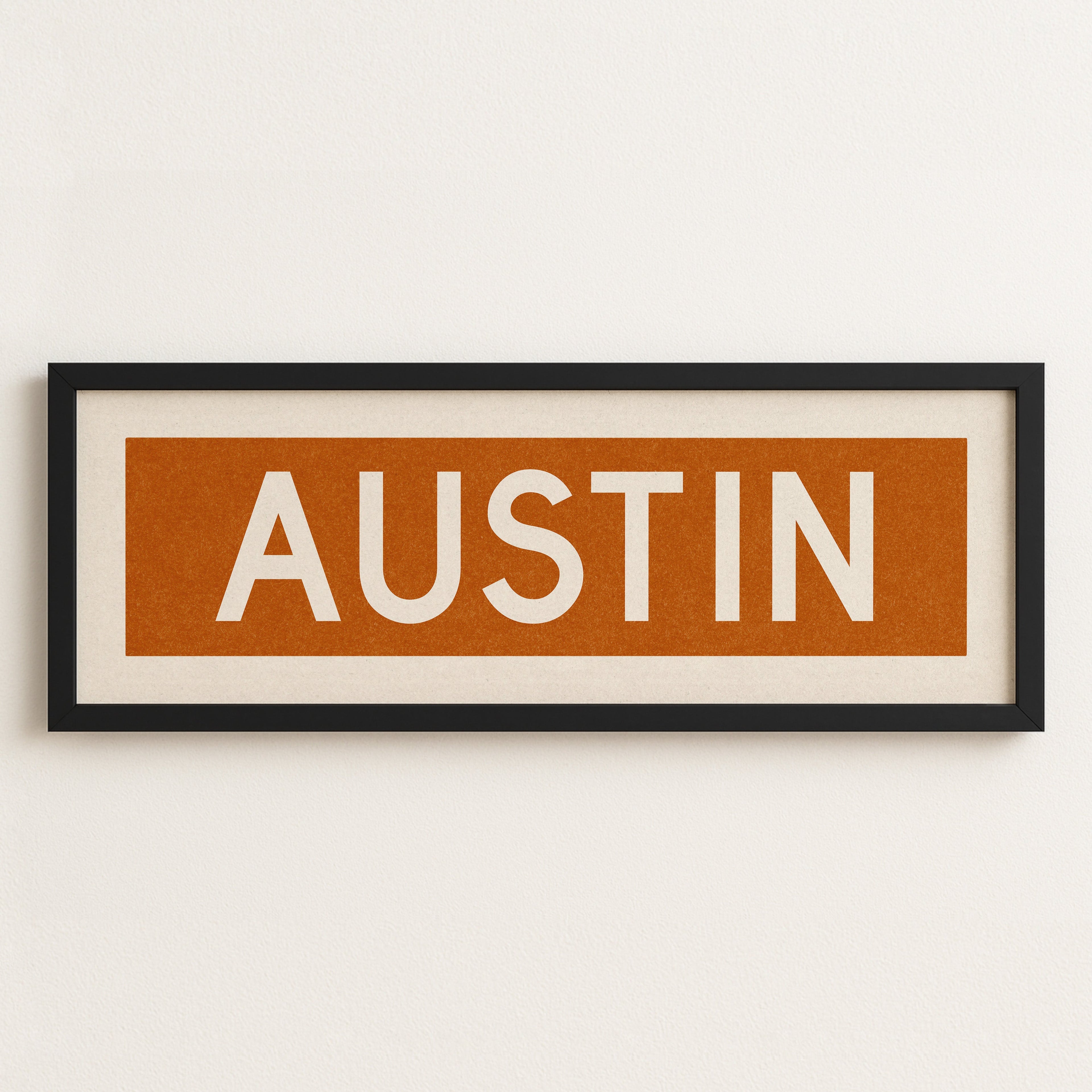Framed Austin Orange Bus Scroll
