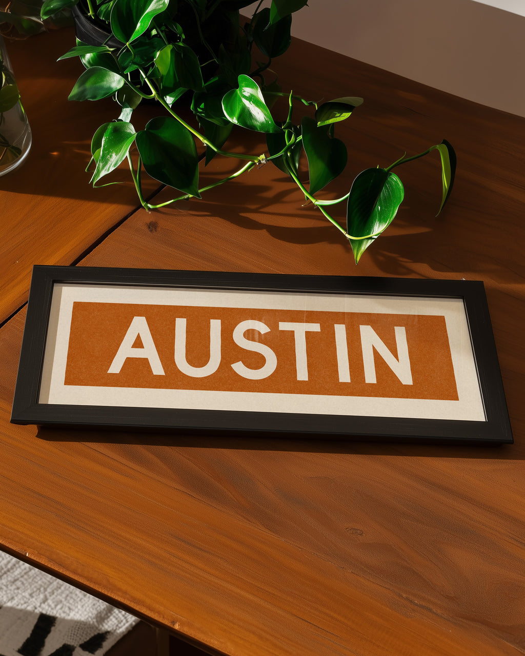 Framed Austin Orange Bus Scroll