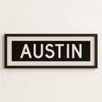 Framed Austin Bus Scroll Sign