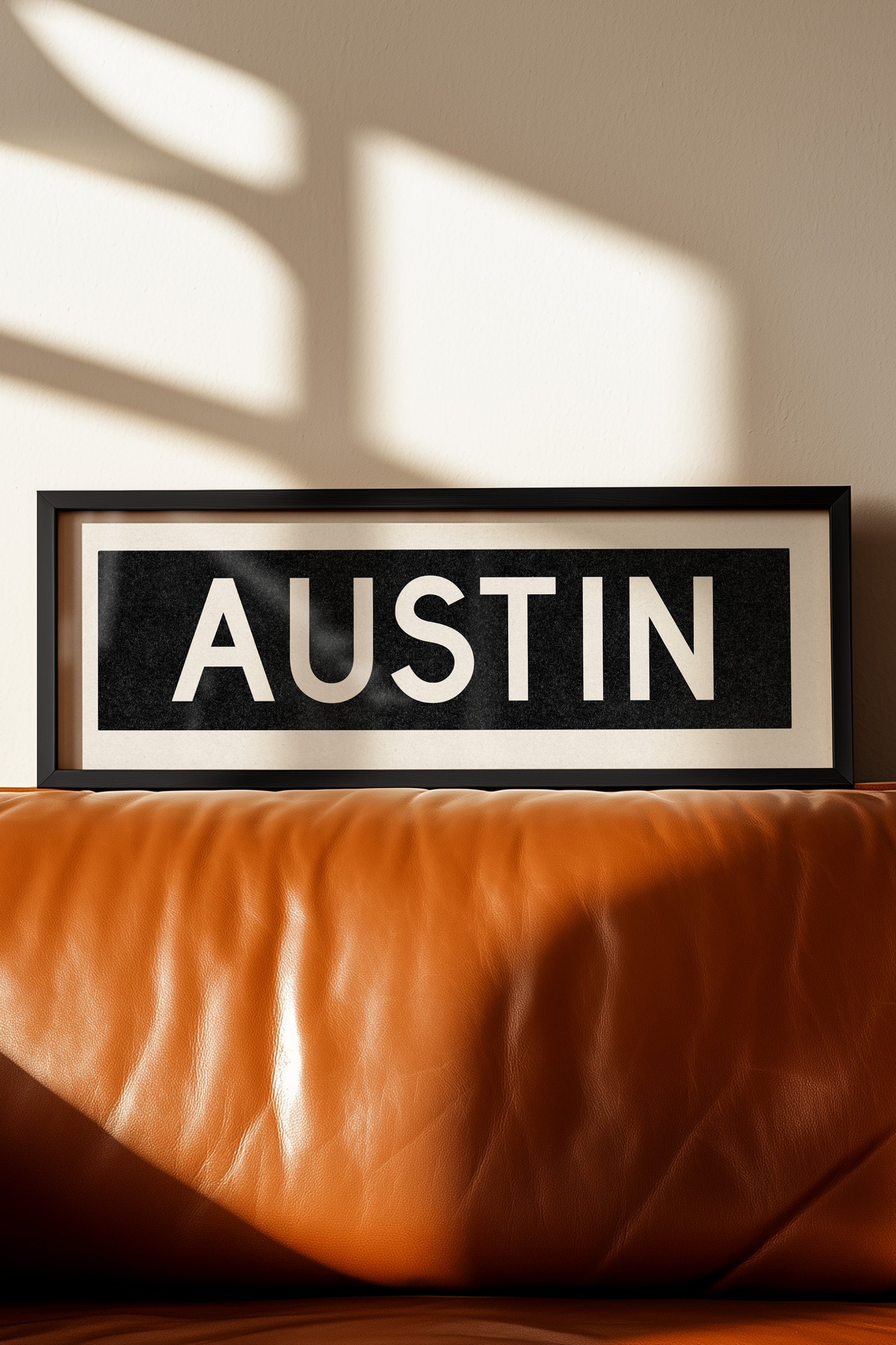 Framed Austin Bus Scroll Sign