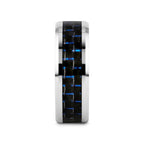 AUXILIUS Tungsten Carbide Ring with Black & Blue Carbon Fiber Inlay - 6mm - 10mm