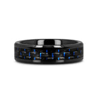 AVITUS Black Beveled Ceramic Ring with Blue & Black Carbon Fiber Inlay - 4mm - 10mm