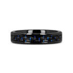 AVITUS Black Beveled Ceramic Ring with Blue & Black Carbon Fiber Inlay - 4mm - 10mm