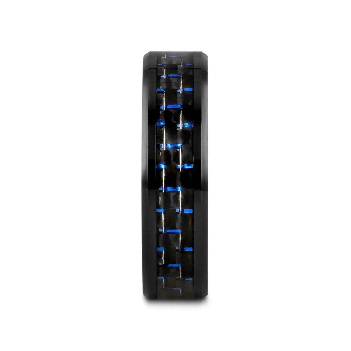 AVITUS Black Beveled Ceramic Ring with Blue & Black Carbon Fiber Inlay - 4mm - 10mm