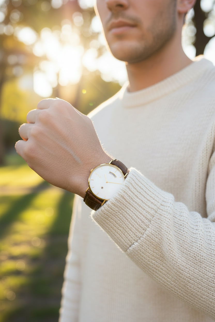 Arvo Awristacrat Watch - Gold - Brown Alligator