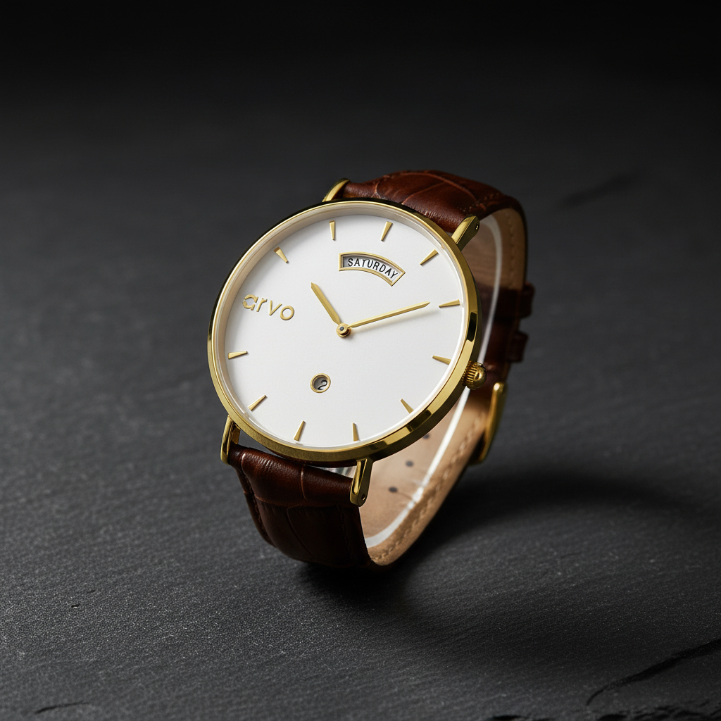 Arvo Awristacrat Watch - Gold - Brown Alligator