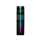 AZURE Flat Black Ceramic Ring Brushed with Rainbow Groove - 4mm - 8mm