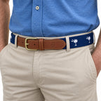 SC State Flag Belt Crescent Moon Palmetto Tree on Navy Blue Cotton Web