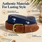SC State Flag Belt Crescent Moon Palmetto Tree on Navy Blue Cotton Web