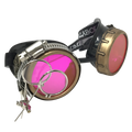 Handmade Steampunk Goggles with Magnifying Loupe - neon orange, blue, green, pink lenses