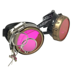 Handmade Steampunk Goggles with Magnifying Loupe - neon orange, blue, green, pink lenses