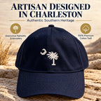 SC Flag Palmetto Moon Twill Embroidered Brim Hat Cap