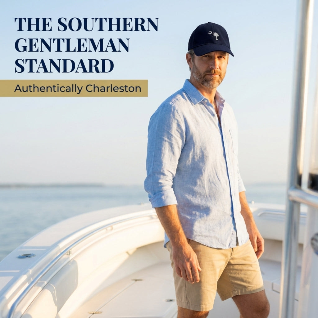 SC Flag Palmetto Moon Twill Embroidered Brim Hat Cap