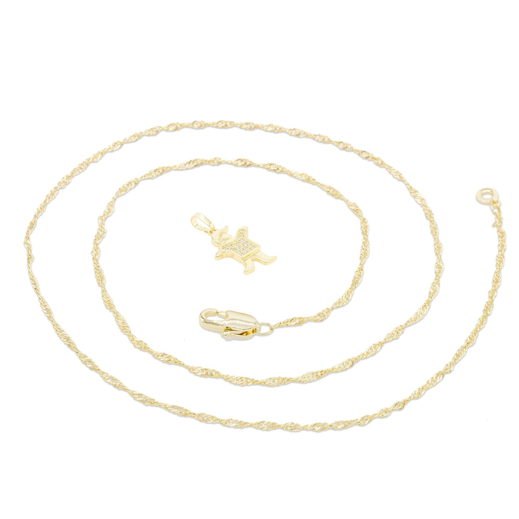 Smart Boy Cubic Zirconia Pendant With Necklace Set 14K Gold Filled