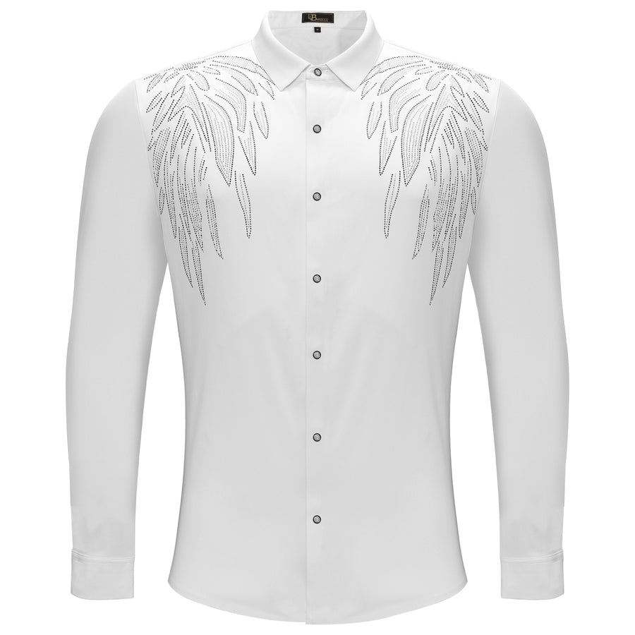 Heavenly Wings Button-Up Shirt WHITE/SILVER