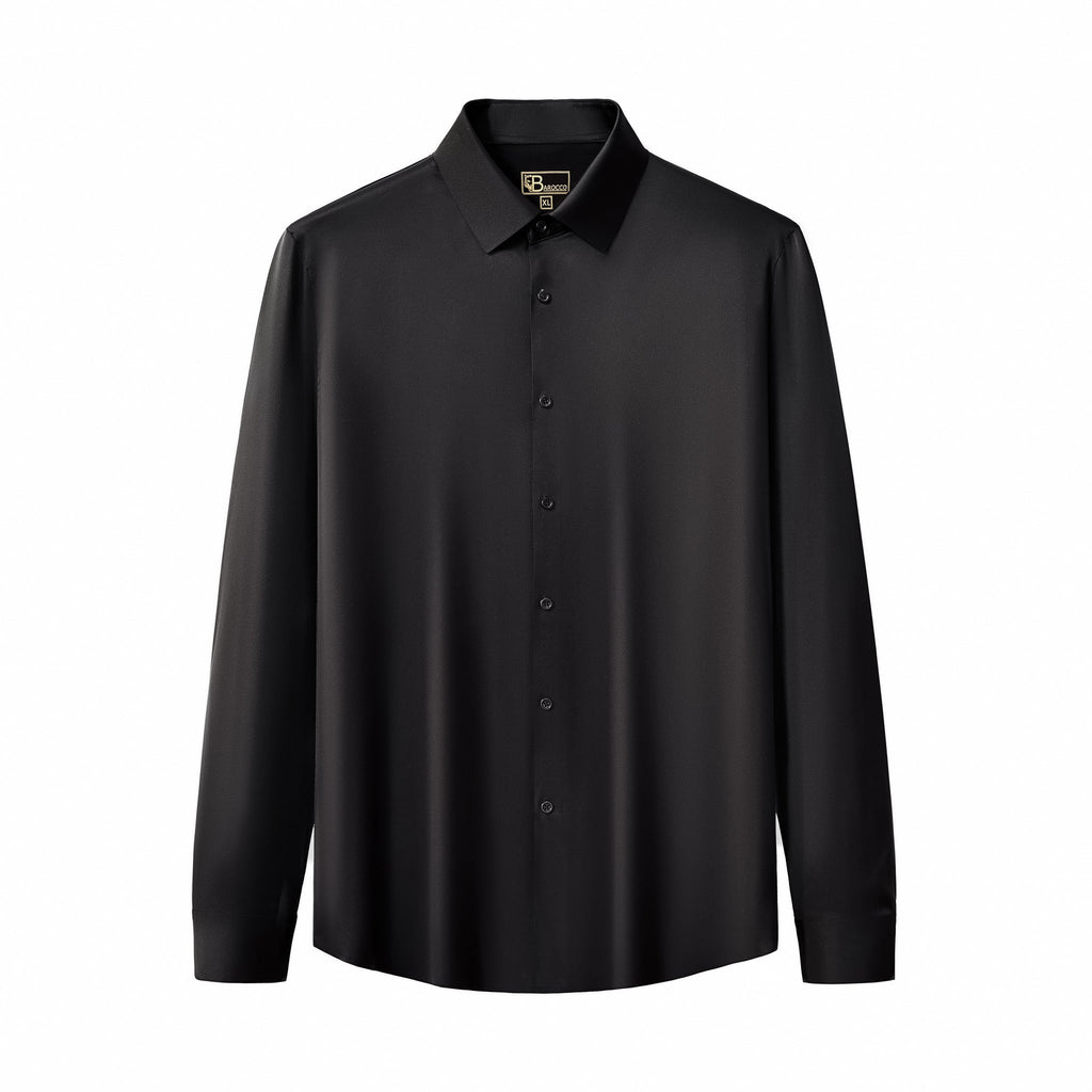 SIGNATURE SATIN STITCHLESS LS Shirt BLACK