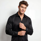 SIGNATURE SATIN STITCHLESS LS Shirt BLACK