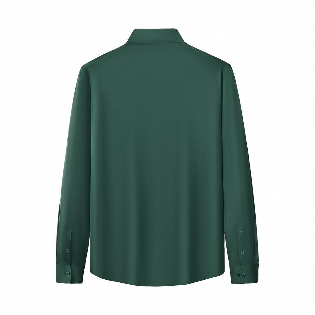 SIGNATURE SATIN STITCHLESS LS Shirt FOREST GREEN