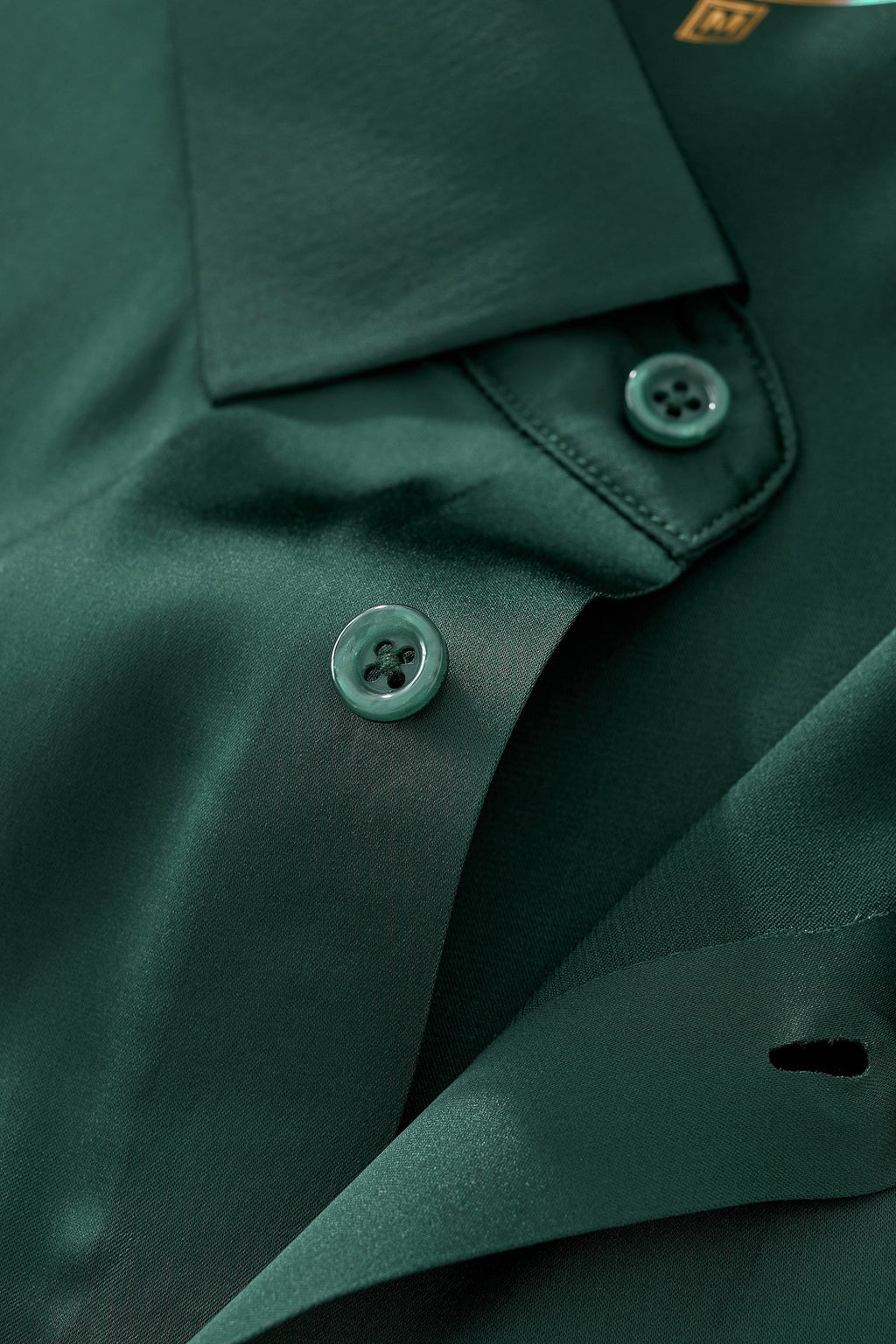 SIGNATURE SATIN STITCHLESS LS Shirt FOREST GREEN