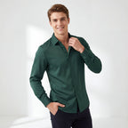 SIGNATURE SATIN STITCHLESS LS Shirt FOREST GREEN